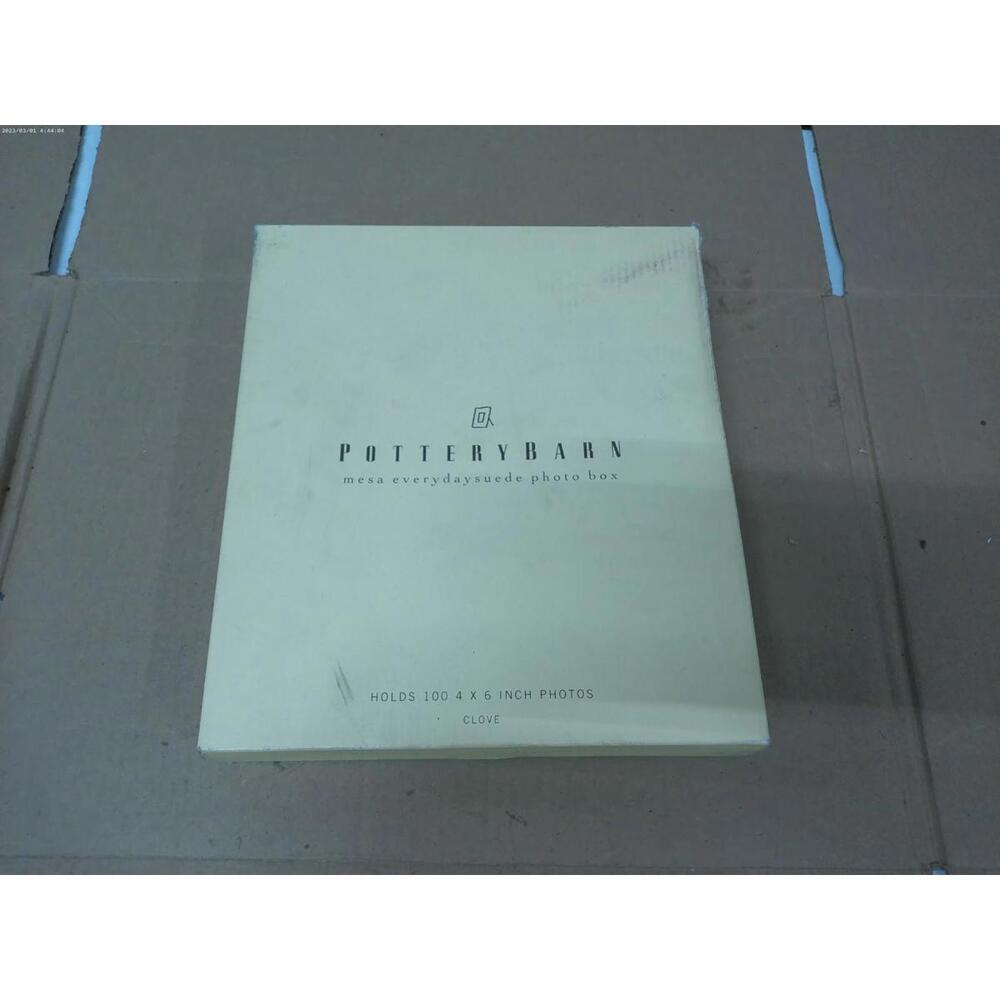 Pottery Barn Mesa Everyday Suede Photo Box Clove Holds 100 4x6 Photos